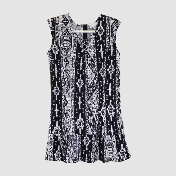 Bisou Bisou Monochrome Patterned Mini Dress Size M Bohochic - Picture 2 of 11